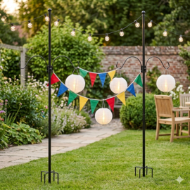 Dubbele decoratiehaak voor prikkabel paal