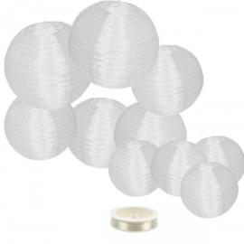 Witte nylon lampionnen pakket 10 stuks