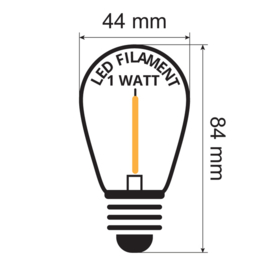 Led lamp filament transparant 40 lumen 2200K - 1 Watt