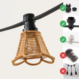 Rotan lampenkapje voor lichtsnoer - lichte houtkleur