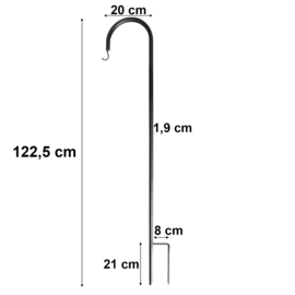 Metalen tuinpaal met ophanghaak 120 cm - set a 5 stuks