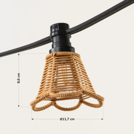 Rotan lampenkapje voor lichtsnoer - lichte houtkleur