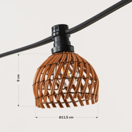 Rotan lampenkapje voor lichtsnoer - donkere houtkleur