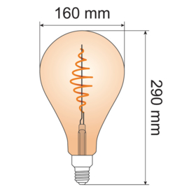 Filament xxl led lamp croissant peer glas 8,5 Watt - dimbaar