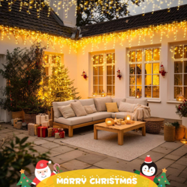 21 meter ijspegel kerstverlichting warm wit - witte snoeren
