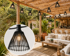Rotan lampenkapje voor lichtsnoer - Zwart