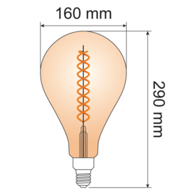 Filament xxl led lamp spiraal peer glas 8,5 Watt - dimbaar