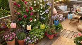 Prikkabel lichtsnoer met lampenkapjes kleurmix