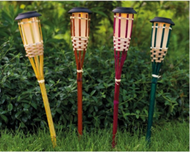 Solar tuinfakkel bamboe 54 cm - kleurmix 4 stuks
