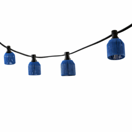 Prikkabel met donkerblauwe lampenkapjes