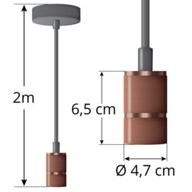 Snoerpendel industrieel rose goud