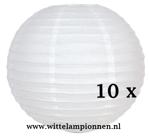Lampion wit rijstpapier 25 cm - 10 stuks