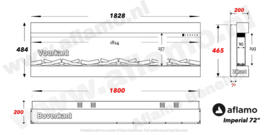 Aflamo Imperial 72 | 182cm  - Elektrische inbouwhaard