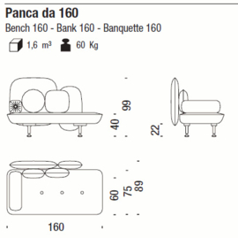 Moroso Gallery Day Bed - Design Sofa “My beautiful Back Side” 160cm - donkerblauw