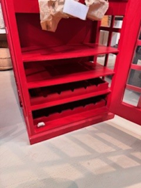 Vintage telefooncel kast voor dranken en wijnglazen - met lade