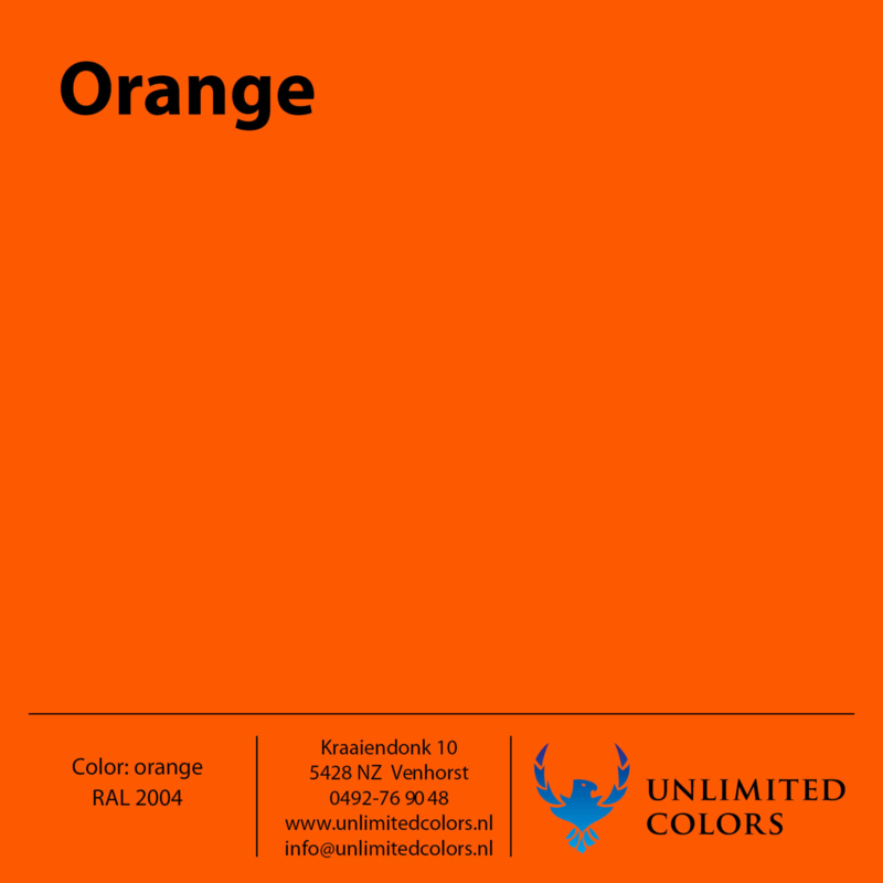 Kleurenstaal Oranje RAL 2004 mat | Kleuren mat Unlimited Colors