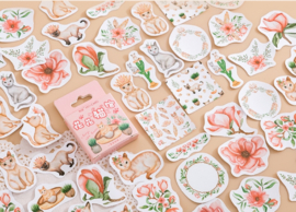 Katten en planten stickerdoosje