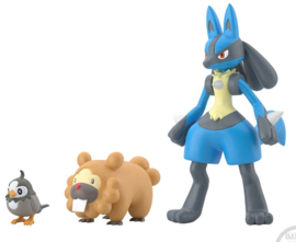 Pokémon Scale World Bandai Sinnoh Bidoof Lucario en Starly