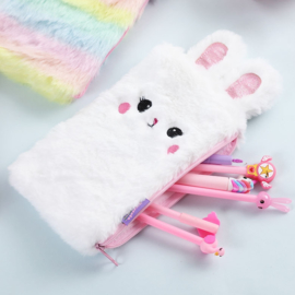 Fluffy konijn etui roze