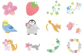 Sakura dieren en lente stickerdoosje