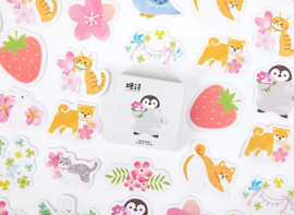 Sakura dieren en lente stickerdoosje