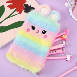 Fluffy konijn etui roze