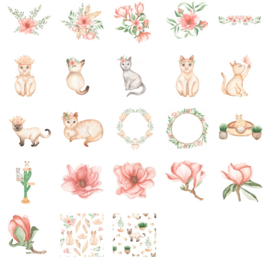 Katten en planten stickerdoosje