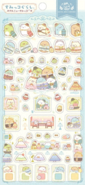 Sumikkogurashi stickervel hotel reizen blauw