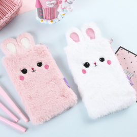 Fluffy konijn etui roze