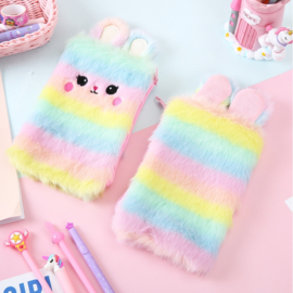 Fluffy konijn etui roze