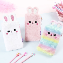 Fluffy konijn etui roze