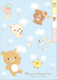 Rilakkuma Chairoikoguma A6 file folder meerdere vakken blauw