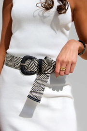 Riem Rotanlook met print zwart-2