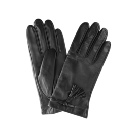 Glad leren handschoenen met fleece zwart maat 7.5