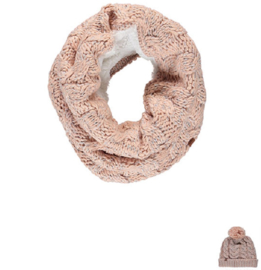 Sarlini | Snood Ronde Roze Dames colsjaal | Knitted Kabel Gebreid | Joy