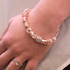 Armband Stralende Bedel Charm rosé-goud/kristallen