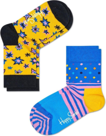 Happy Socks Kids 2-Pack Bang Bang - Geel 12-24 mnd