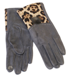 Handschoenen grijs/leopard