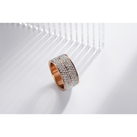 Ring Elodie rosé-goud RVS/Kristallen