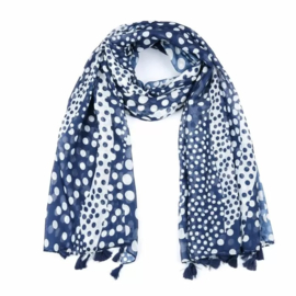 Blauw/witte sjaal met stippen