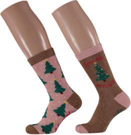 Xmas 3 kerstballen met 2 paar dames sokken | Maat 36-41