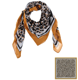 Sarlini | Vierkante Dames sjaal Leopard Okergeel