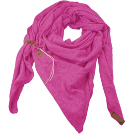 LOT83 | Royale driekhoek sjaal "Fien" met stoer leren bandje, Pink