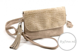 Licht Taupe  Croc clutch / tasje Milaan