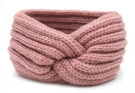 Haarband gebreid twist oud-rose