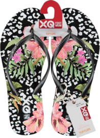 Flip flops Dames | Teenslippers Flowers Zwart 38