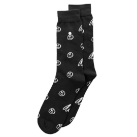 Alfredo Gonzales | Tough Smiley Logo Sock Zwart/Wit Socks S 38-41