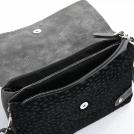 Crossbody/schoudertasje  cheetah zwart/grijs 591