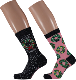 Xmas 3 kerstballen met 2 paar dames sokken | Maat 36-41