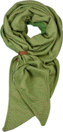 "Tess" | Groene Lange Sjaal met visgraad motief